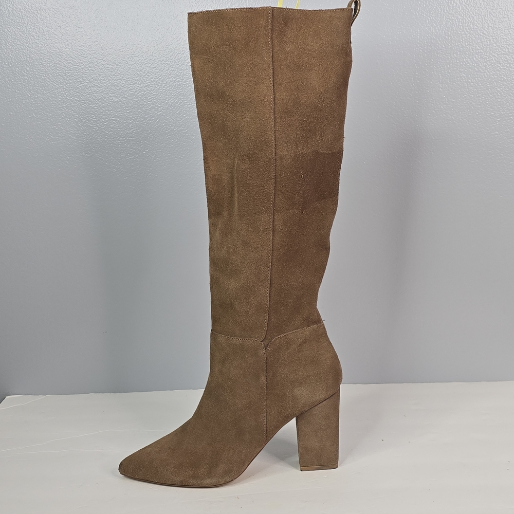 Steve Madden Raddle Tan Suede Knee High Boot Scrunch Block Heel
